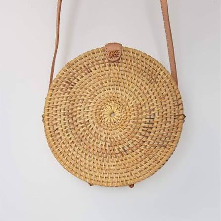 Circle Shape Handwoven  Rattan Bag,Rattan Hand Made Bag Circle Shape Stylish Women, Shoulder Bag for Beach And Daily Parties