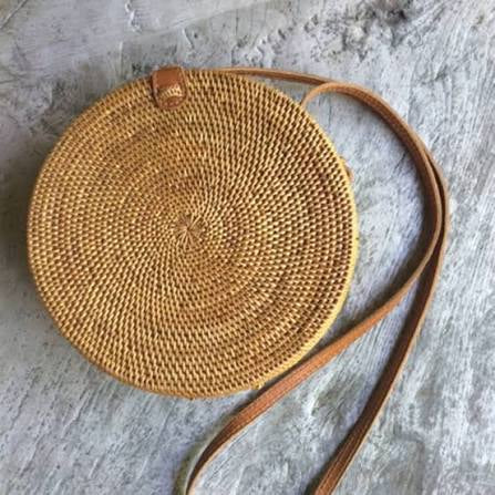 Circle Shape Handwoven  Rattan Bag,Rattan Hand Made Bag Circle Shape Stylish Women, Shoulder Bag for Beach And Daily Parties