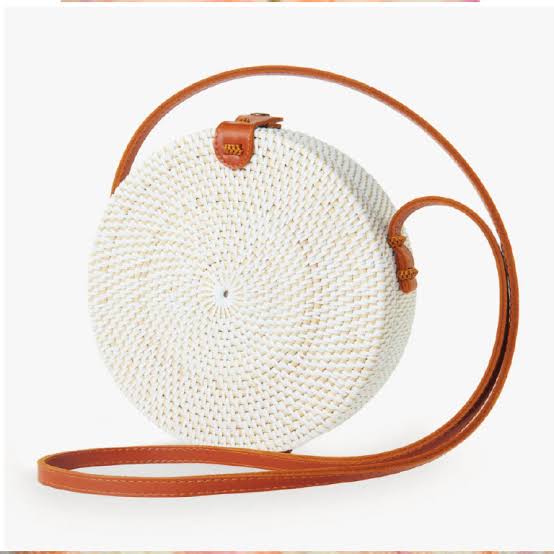 Circle Shape Handwoven  Rattan Bag,Rattan Hand Made Bag Circle Shape Stylish Women, Shoulder Bag for Beach And Daily Parties