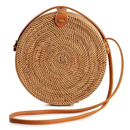 Circle Shape Handwoven  Rattan Bag,Rattan Hand Made Bag Circle Shape Stylish Women, Shoulder Bag for Beach And Daily Parties