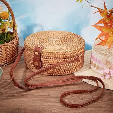Circle Shape Handwoven  Rattan Bag,Rattan Hand Made Bag Circle Shape Stylish Women, Shoulder Bag for Beach And Daily Parties