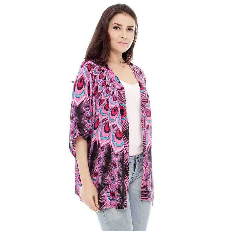 Andara Peacock Print Cardigan