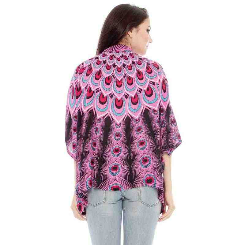 Andara Peacock Print Cardigan