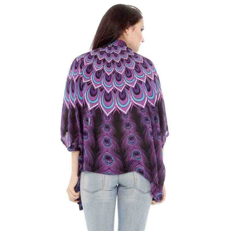 Andara Peacock Print Cardigan