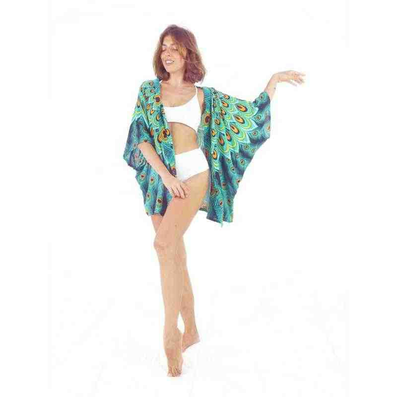 Andara Peacock Print Cardigan