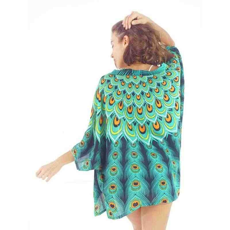 Andara Peacock Print Cardigan