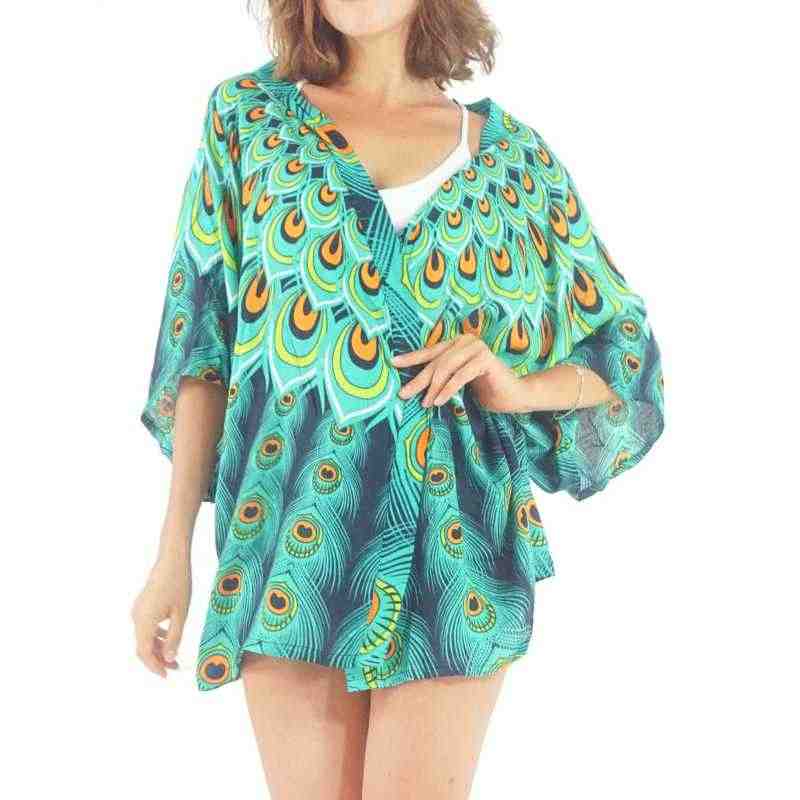 Andara Peacock Print Cardigan