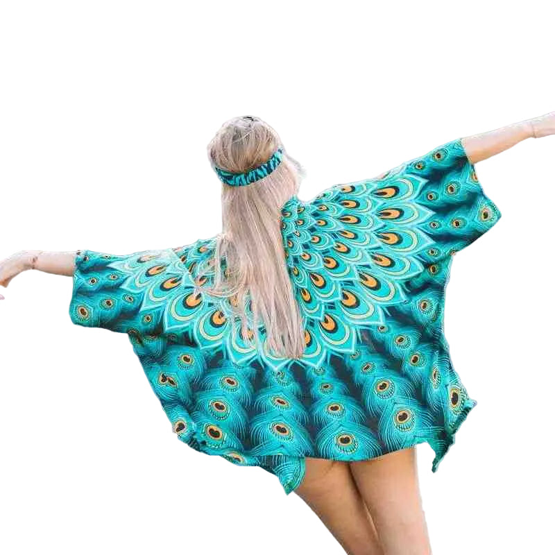 Andara Peacock Print Cardigan