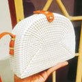 Half Circle Shape Handwoven  Rattan Bag,Rattan Hand Made Bag Circle Shape Stylish Women, Shoulder Bag for Beach And Daily Parties