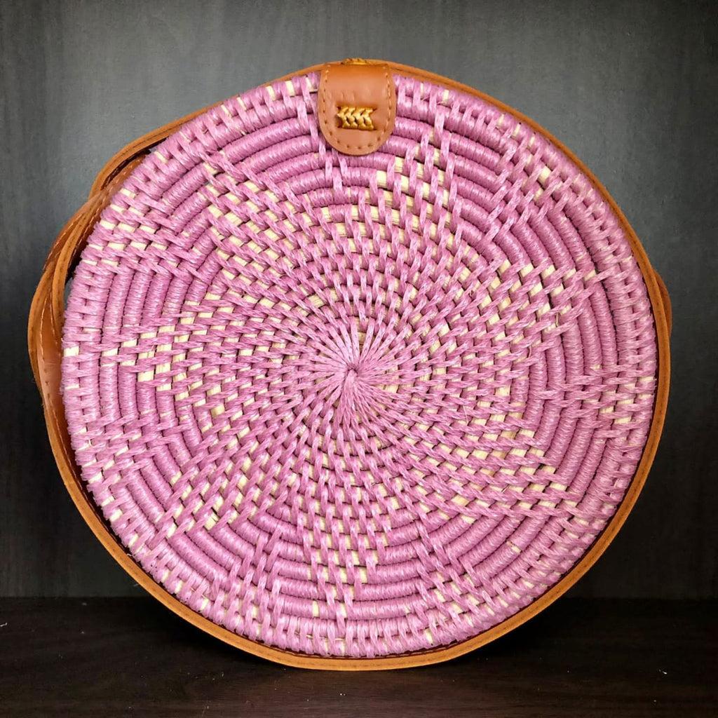 Circle Shape Handwoven  Rattan Bag,Rattan Hand Made Bag Circle Shape Stylish Women, Shoulder Bag for Beach And Daily Parties