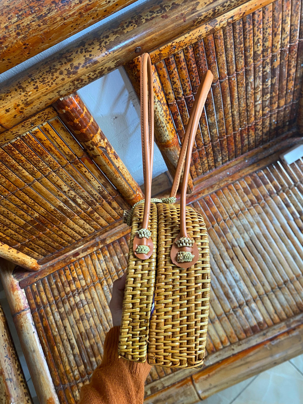 Half Circle Shape Handwoven  Rattan Bag,Rattan Hand Made Bag Circle Shape Stylish Women, Shoulder Bag for Beach And Daily Parties