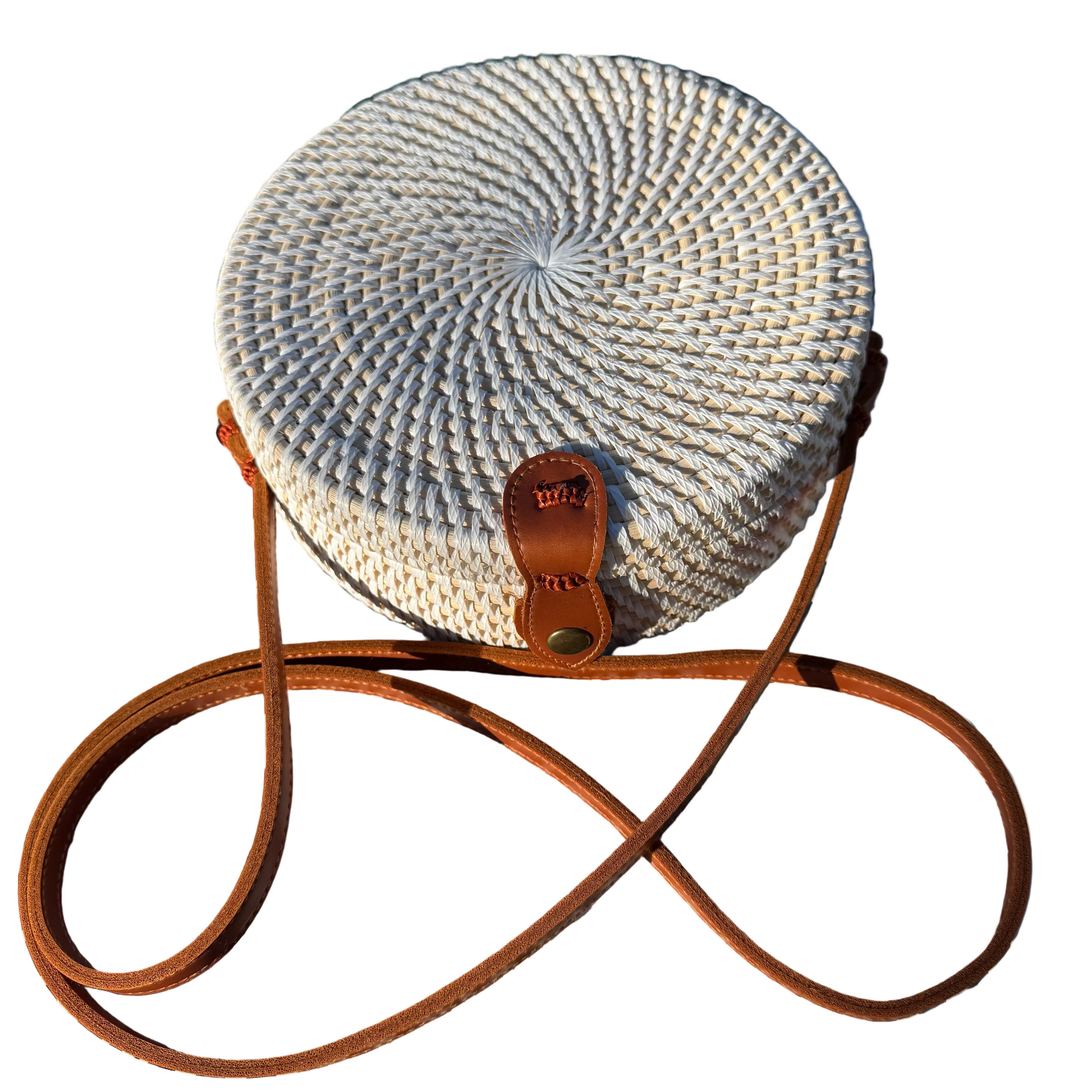 Circle Shape Handwoven  Rattan Bag,Rattan Hand Made Bag Circle Shape Stylish Women, Shoulder Bag for Beach And Daily Parties