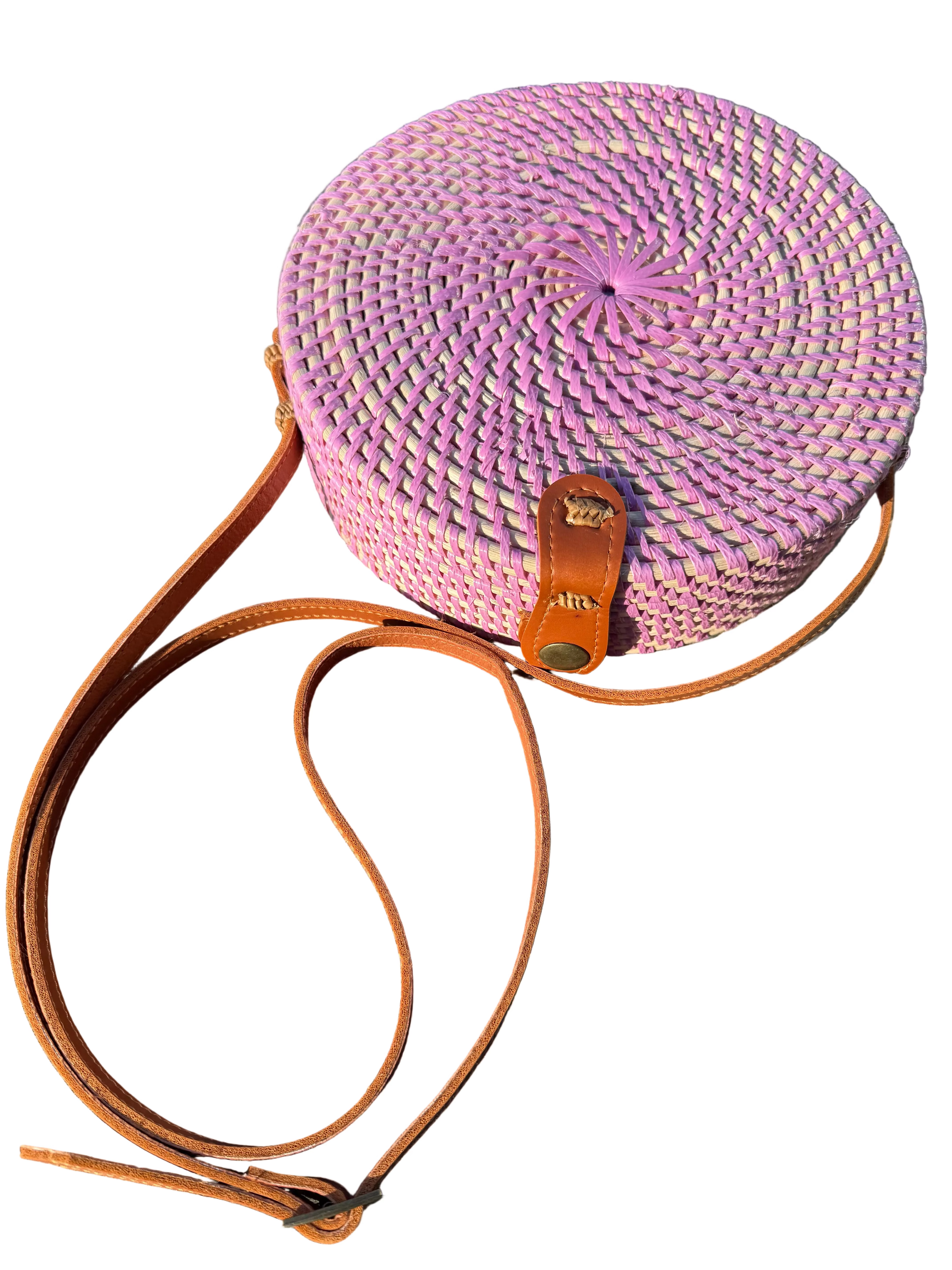Circle Shape Handwoven  Rattan Bag,Rattan Hand Made Bag Circle Shape Stylish Women, Shoulder Bag for Beach And Daily Parties