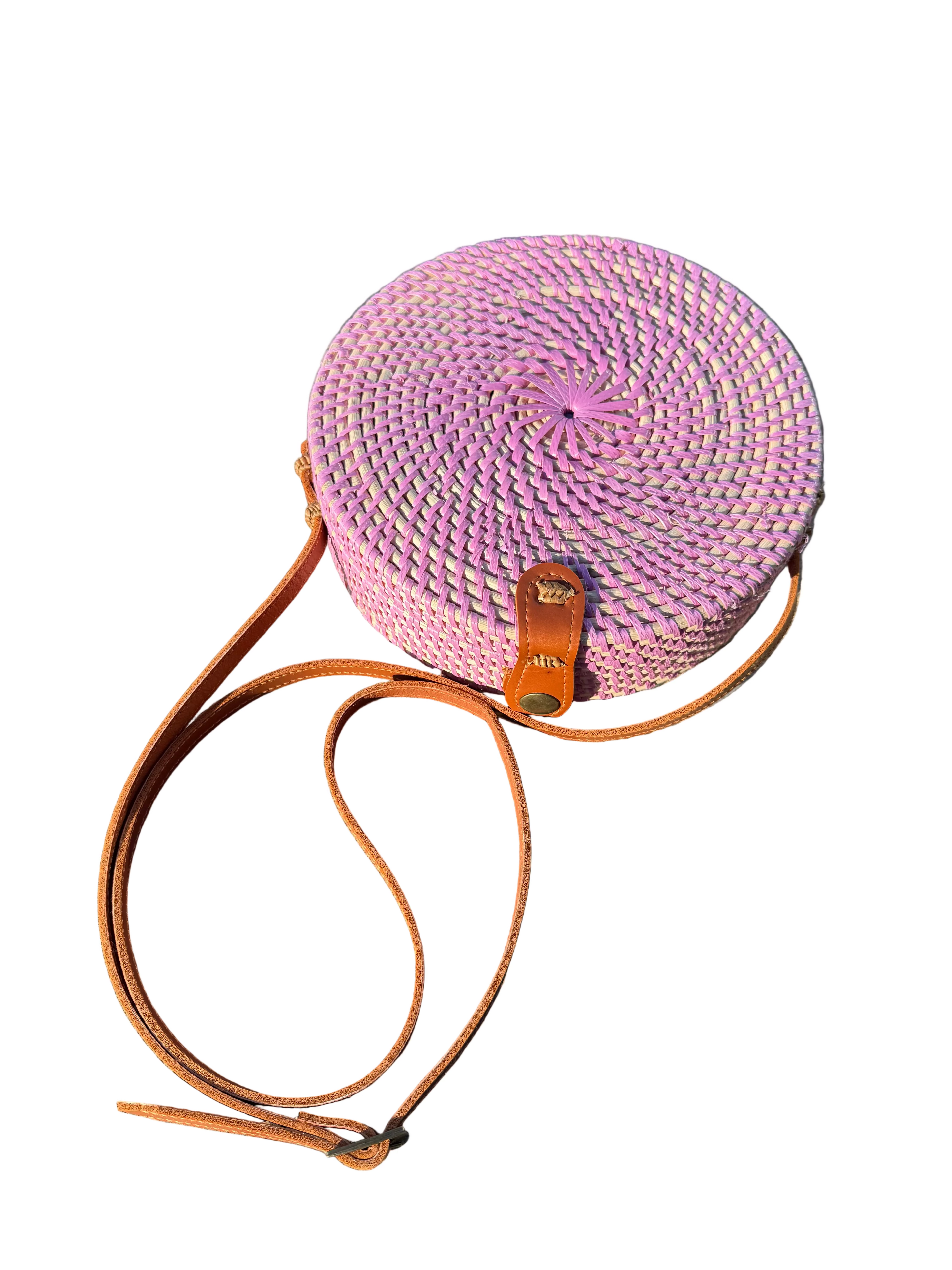 Circle Shape Handwoven  Rattan Bag,Rattan Hand Made Bag Circle Shape Stylish Women, Shoulder Bag for Beach And Daily Parties