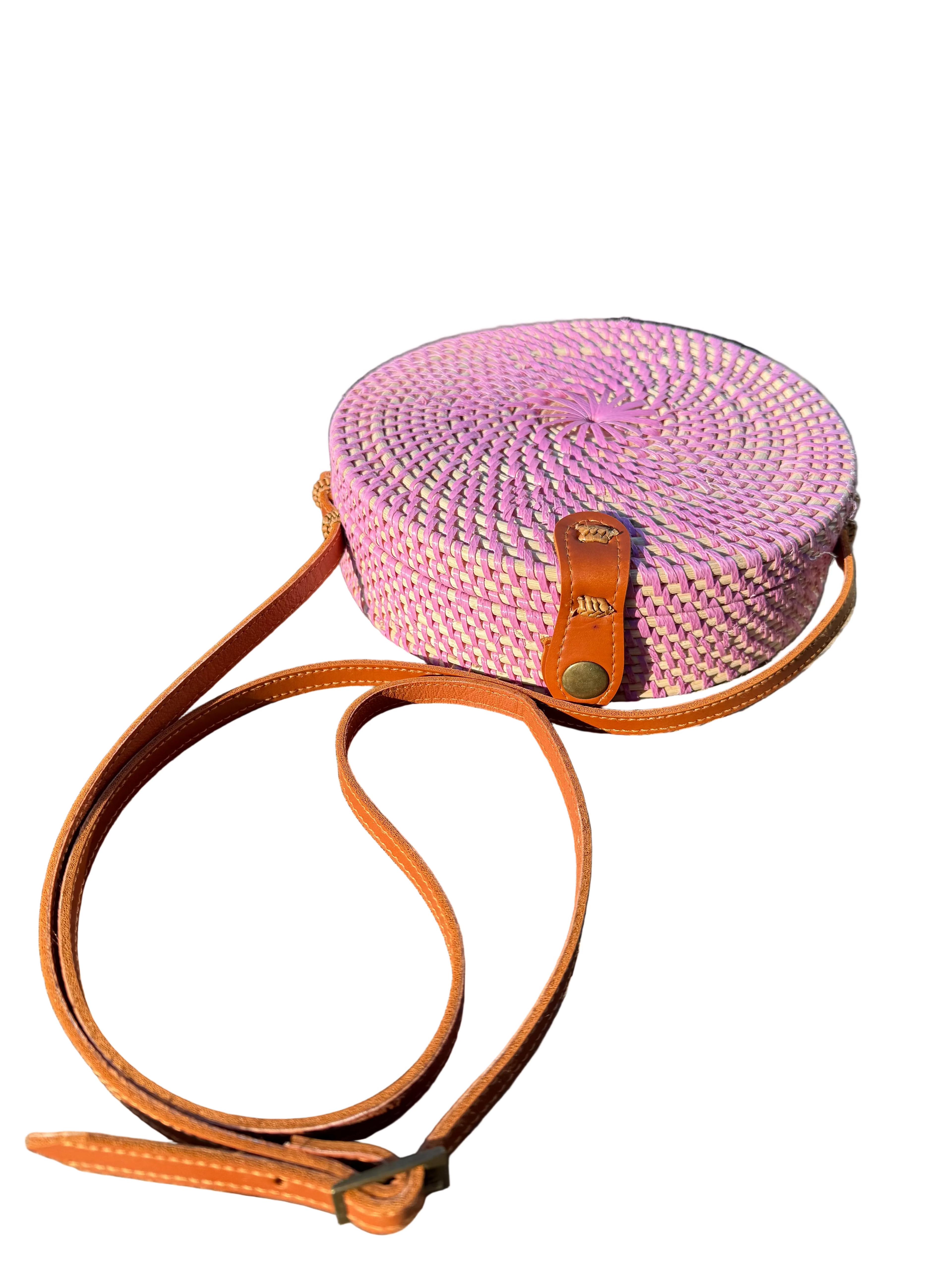 Circle Shape Handwoven  Rattan Bag,Rattan Hand Made Bag Circle Shape Stylish Women, Shoulder Bag for Beach And Daily Parties