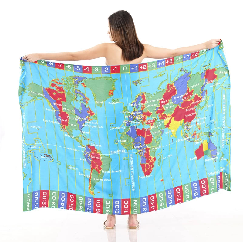 World Map Time Zone Print